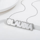 Personalized Rhinestone Bubble Name Necklace Zircon Letters Pendant
