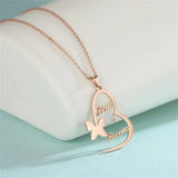 Butterfly Double Name Necklace Stainless Steel Necklace Lady Butterfly Necklace