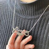 Butterfly Heart Name Necklace With Ribbon Stainless Steel Women Jewelry