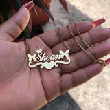 Butterfly Heart Name Necklace With Ribbon Stainless Steel Women Jewelry