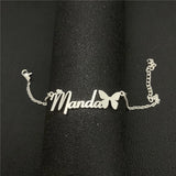Butterfly Anklet Stainless Steel Cuban Chain Jewelry Women
