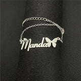 Butterfly Anklet Stainless Steel Cuban Chain Jewelry Women