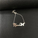 Butterfly Anklet Stainless Steel Cuban Chain Jewelry Women