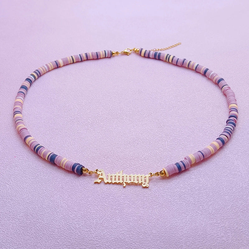 Boho Butterfly Name Necklace Colorful Clay Bead Women Necklace 2021