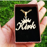 Butterfly Name Heart Necklace Stainless Steel Chain Crown Name