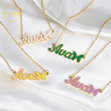 Personalized Butterfly Name Necklace Stainless Steel Plated Pendant