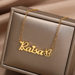Butterfly Name Necklace Personalized Choker for Women Children Jewelry
