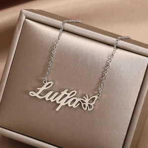 Butterfly Name Necklace Personalized Choker for Women Children Jewelry