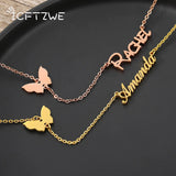 Butterfly Name Necklace Personalized Stainless Steel Pendant Jewelry