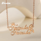 Butterfly Name Necklace Crown Love Pendant Personalized Nameplate Jewelry