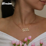 Butterfly Name Necklace Crown Love Pendant Personalized Nameplate Jewelry