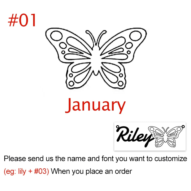 Custom Butterfly Name Necklace for Women - Stainless Steel - Personal