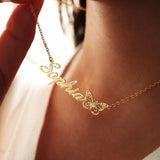 Custom Butterfly Name Necklace for Women - Stainless Steel - Personal