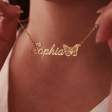Custom Butterfly Name Necklace for Women - Stainless Steel - Personal