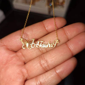 Personalized Butterfly Name Pendant Necklace Birth Month Chain For Women