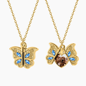 Personalized Butterfly Necklace with Photo - Dainty Birthday Gift Pendant
