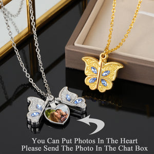 Personalized Butterfly Necklace with Photo - Dainty Birthday Gift Pendant