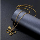 Butterfly Shape Name Pendant Necklace Stainless Steel Women's Necklace