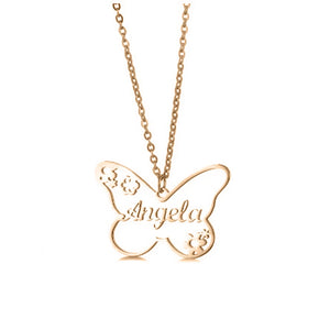 Butterfly Shape Name Pendant Necklace Stainless Steel Women's Necklace