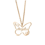 Butterfly Shape Name Pendant Necklace Stainless Steel Women's Necklace