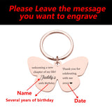 Personalized Butterfly Keychain Engraved Birthday Gift Keychain