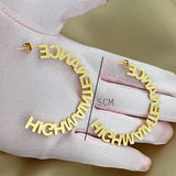 C Shape Name Earrings Stainless Steel Circle Stud Ear Women Jewelry
