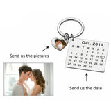 Calendar Keychain Wedding Anniversary Engraved Name Stainless Steel Keyring