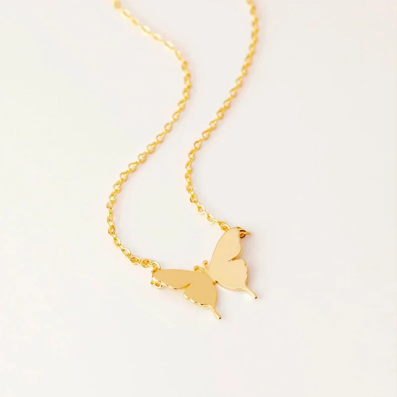 Butterfly Pendant 26 Letter Necklace Women Choker Stainless Steel Jewelry Gift