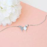 Butterfly Pendant 26 Letter Necklace Women Choker Stainless Steel Jewelry Gift