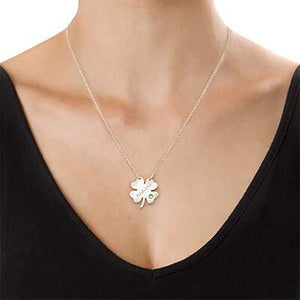 Four-leaf Clover Necklace with Name Birthstone Pendant