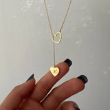 Initial Heart Pendant Necklace - Stainless Steel - Personalized