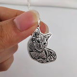 Personalized Cat Dog Photo Necklace Engraved Name Memorial Jewelry