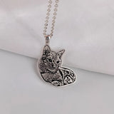 Personalized Cat Dog Photo Necklace Engraved Name Memorial Jewelry