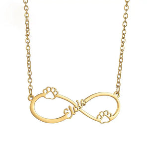 Personalized Cat Paw Infinity Nameplate Necklace