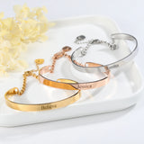 Personalized Stainless Steel Name Logo Charm Bracelet