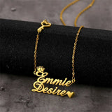 Stainless Steel Zircon Name Necklace Personalized Key Love Pendant