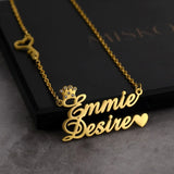 Stainless Steel Zircon Name Necklace Personalized Key Love Pendant