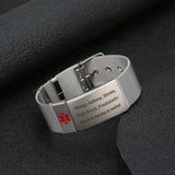 Unisex Medical ID Bracelet Watch Chain Stainless Steel Plate