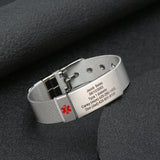 Unisex Medical ID Bracelet Watch Chain Stainless Steel Plate