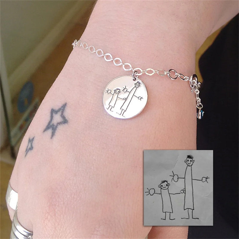 Kids Handwriting Bracelet Personalized Stainless Steel Signature Keepsake
