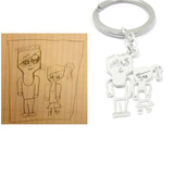 Personalized Children's Drawing Keychain - Custom Name Keyring