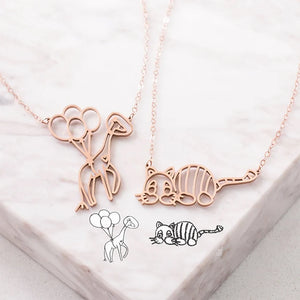 Children's Drawing Necklace Stainless Steel Personalized Art Pendant For Kids