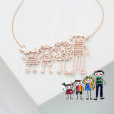 Children's Drawing Necklace Stainless Steel Personalized Art Pendant For Kids