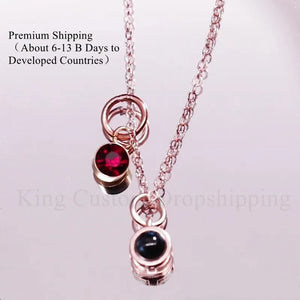 Circl Projection Necklace with Birthday Stone Pendant