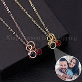 Circl Projection Necklace with Birthday Stone Pendant