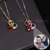 Circl Projection Necklace with Birthday Stone Pendant