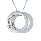 Circle Initial Family Name Engraved Necklace Stainless Steel