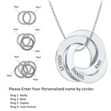 Circle Initial Family Name Engraved Necklace Stainless Steel
