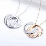 Circle Initial Family Name Engraved Necklace Stainless Steel