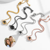 Circle Photo Bracelet With Box Chain Personalized Memorial Jewelry Gift